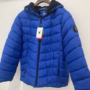 Spyder ski jacket puffer electric blue nwt